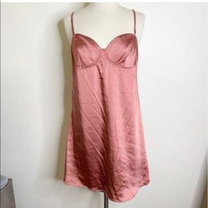 Silky Satin Mauve Pink Mini Dress